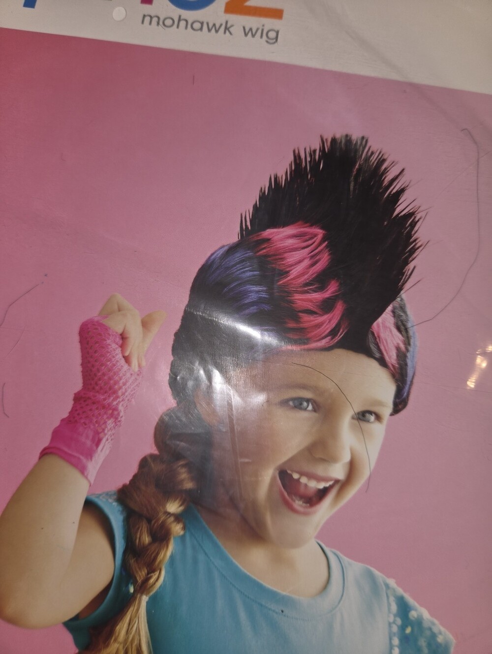 Spritz Kids Mohawk Wig in Black with Pink Accents